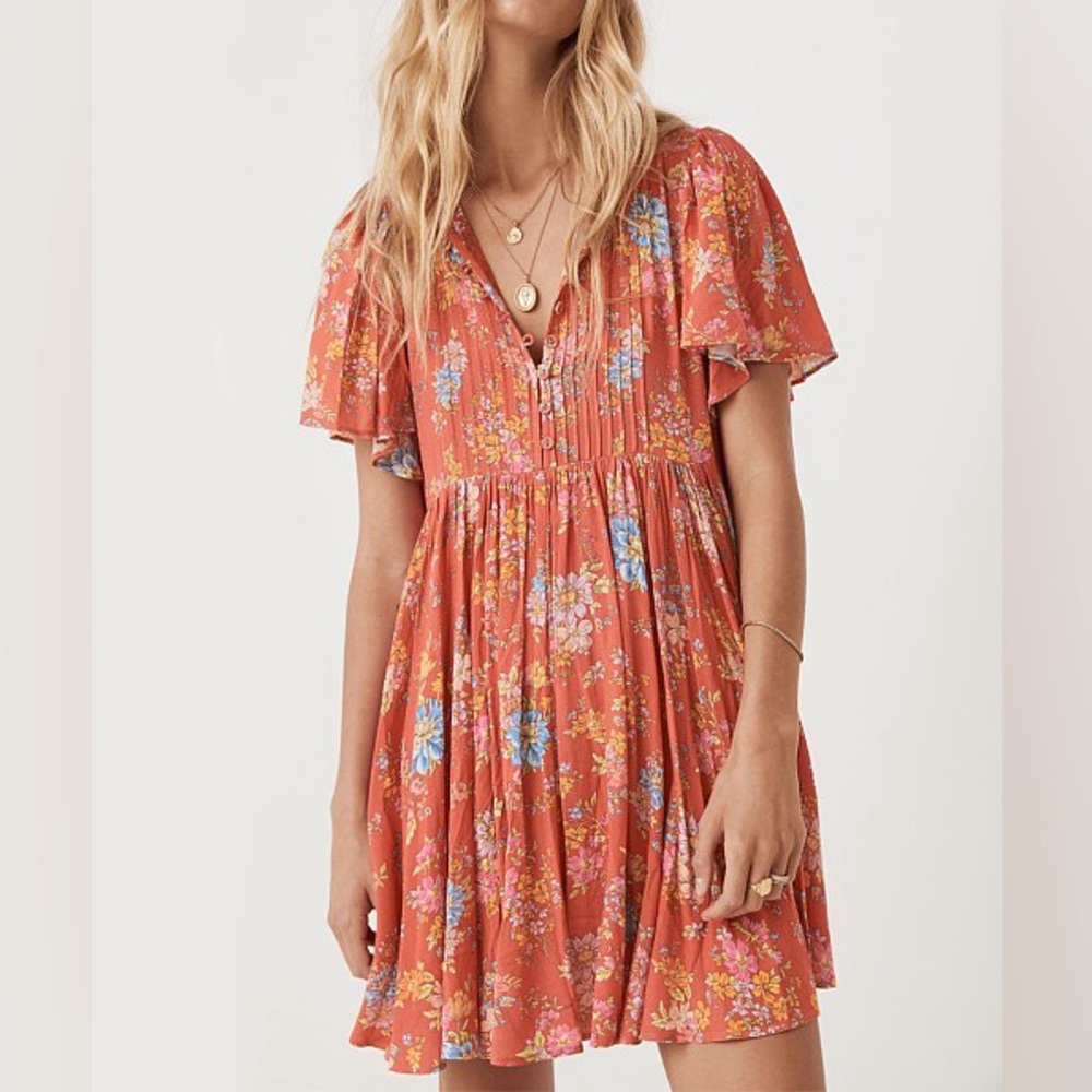 Spell Meadowland Flutter sleeve Mini Dress
